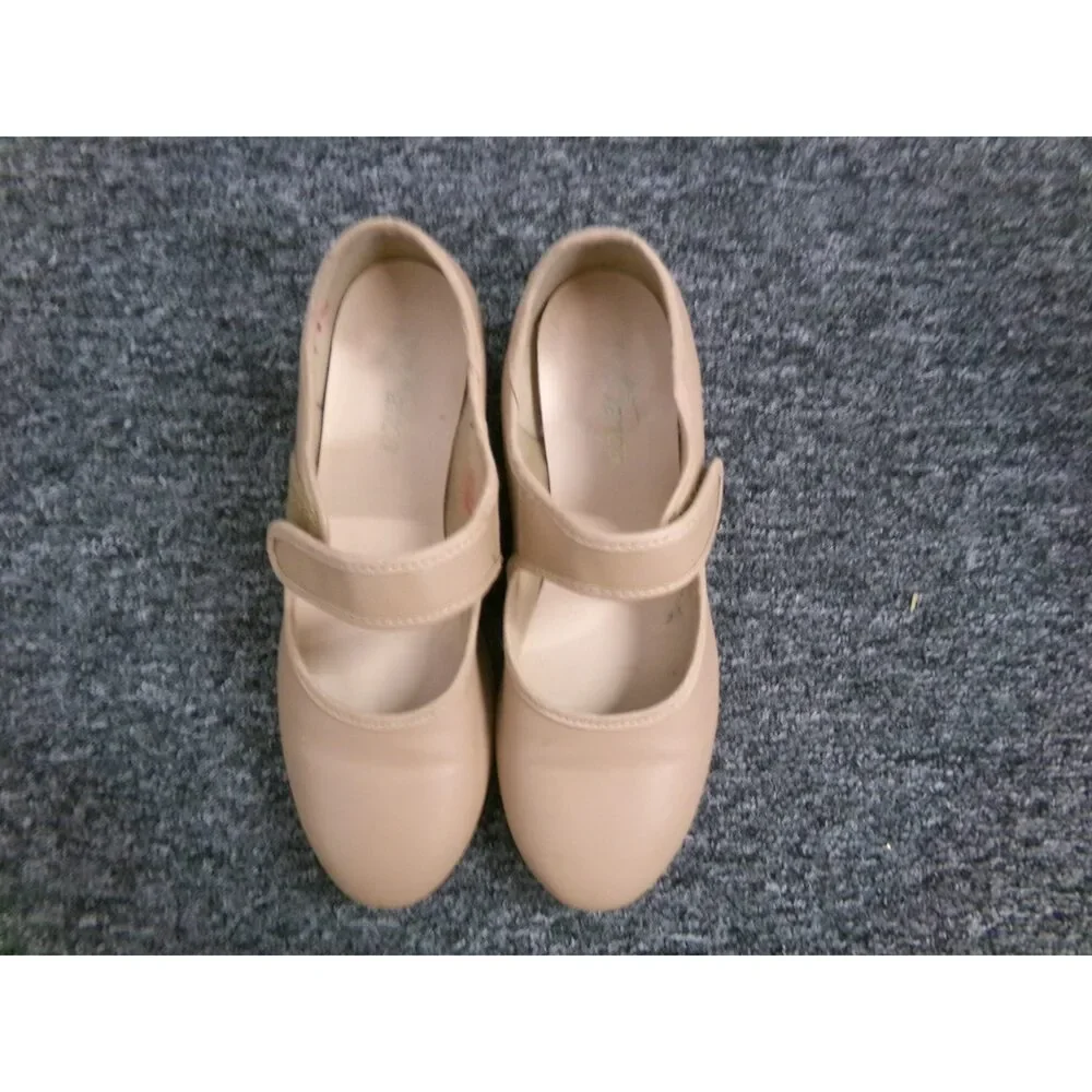Pre-Owned Dance Tap Shoes Adult 5.5W Tan So Danca TA38 Mary Jane Leather Loop S